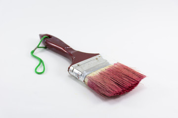 Used paint brush isolated on white background.Equipment for home or household or painter tool.