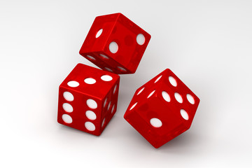 Rolling Dice Isolated on White, 3D Rendering