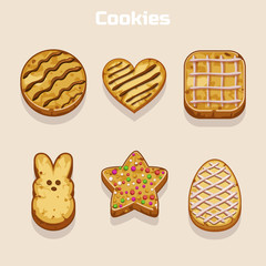 Cookies in different shapes set in vector
