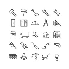 Set of outline construction and building icons. Thin linear icons  for web, print, mobile apps