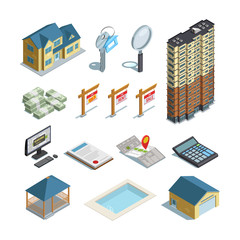  Real Estate Isometric Icons Collection
