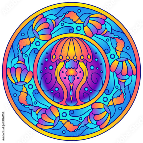 Download "Jellyfish Colorful Round Mandala Ornament" Imágenes de ...