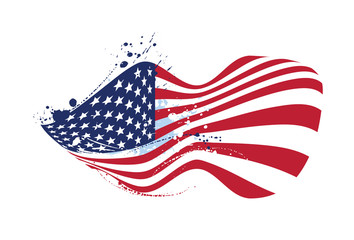 grunge american flag usa flag isolated on white, textured design