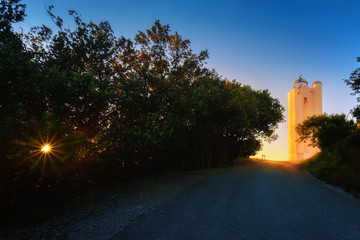 Gorliz lighthouse at sunset