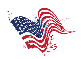 grunge american flag usa flag isolated on white, textured design