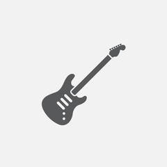 electric guitar icon vector, solid logo illustration, pictogram isolated on white - obrazy, fototapety, plakaty