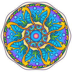 Seahorse Colorful Round Mandala Ornament