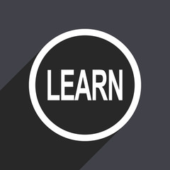 Flat design gray web learn vector icon