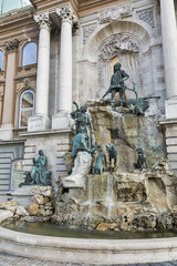 Fototapeta na wymiar Matthias Fountain in northwest courtyard of Royal Palace. Budapest, Hungary.