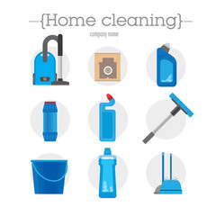 set of nine icons cleaning