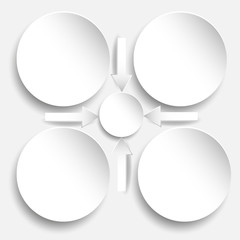 
Paper infographic with circles
Paper infographic with circles and arrows cut out of paper with the shadow on a white background

