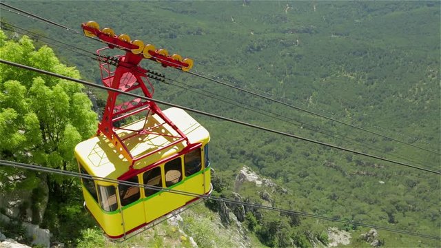 Crimea - July 7: Cableway in the mountains