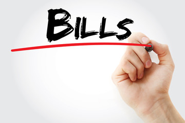 Hand writing Bills with marker, concept background