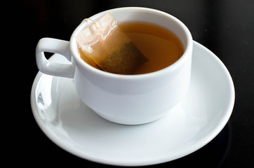 Cup of tea on back table