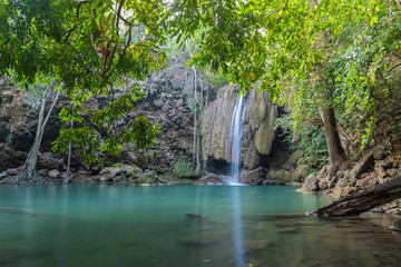 Fototapeta na wymiar Waterfall erawan with rock