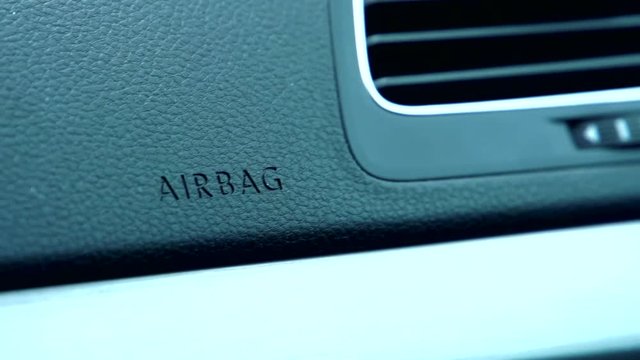 Slowmotion view on airbag system in car.