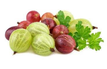 red green gooseberry on white