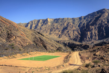 Football field in the mountains