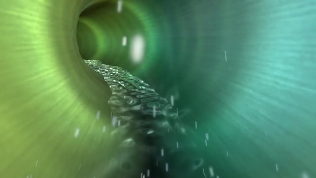 Loopable video imitation of fast sliding in the tunnel of Aquapark
