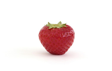 A strawberry against a white background