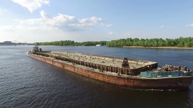 Cargo Ship Freighter On River