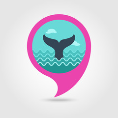 Whale tail pin map icon. Summer. Vacation