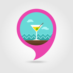 Martini. Cocktail pin map icon. Summer. Vacation
