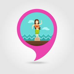 Hula Dancer Statuette pin map icon. Vacation