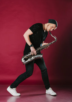 Young stylish saxophonist