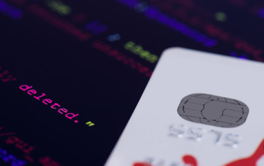 Computer script. Software source code. Hack credit card