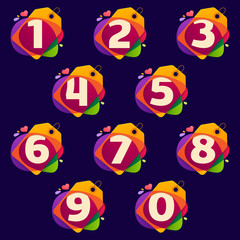 Obraz premium Numbers set logos in Sale tag, heart and splashes.