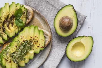 Foto op Plexiglas Avocado on toast with cress © lukesw