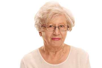 Elderly lady with glasses