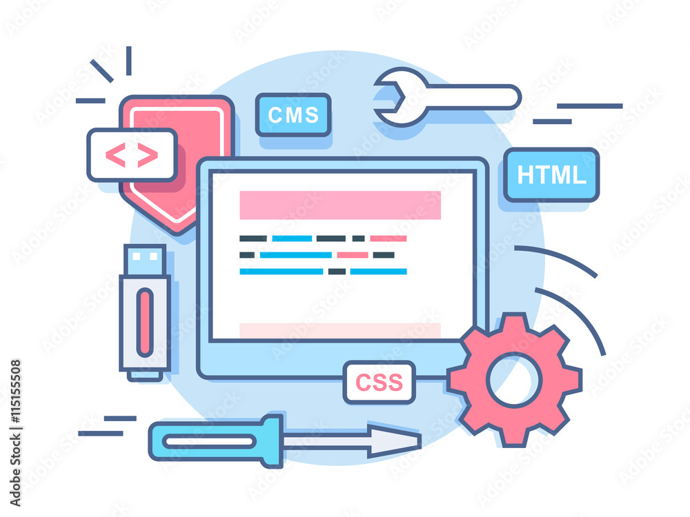 Poster Web programming development concept