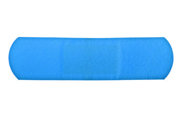 Blue adhesive plaster on a white background