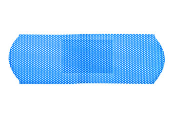 Blue adhesive plaster on a white background