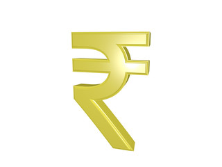 Indian rupee sign isolated on white, 3d illustration