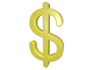 Dollar sign isolated on white, 3d illustration