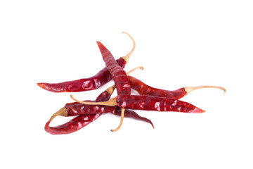 dried chili peppers on white background