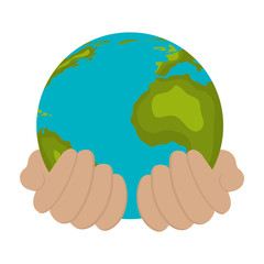 Planet earth and ecology theme design isolated icon, vector illustration.