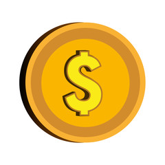 Coins in gold color isolated flat icon, vector illustration graphic.