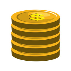 Coins currency in yellow color icon, vector illustration icon.