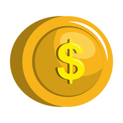 Coins currency in yellow color icon, vector illustration icon.