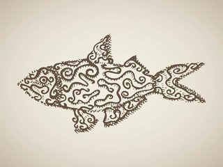 ornamental fish. vector drawing