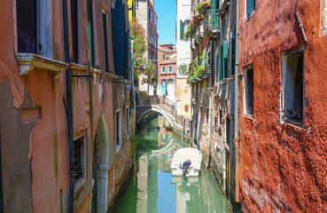 Beautiful narrow canals in Venice