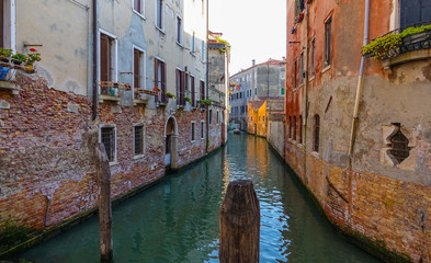 Beautiful narrow canals in Venice