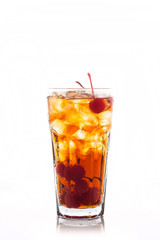 Refreshing cold cherry cola isolated on a white background
