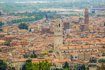 Naklejka premium The city center of Verona Italy - aerial view