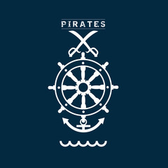 pirates sign set two on blue vector illustration