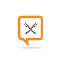 square orange speech bubble with pirate icon illustration